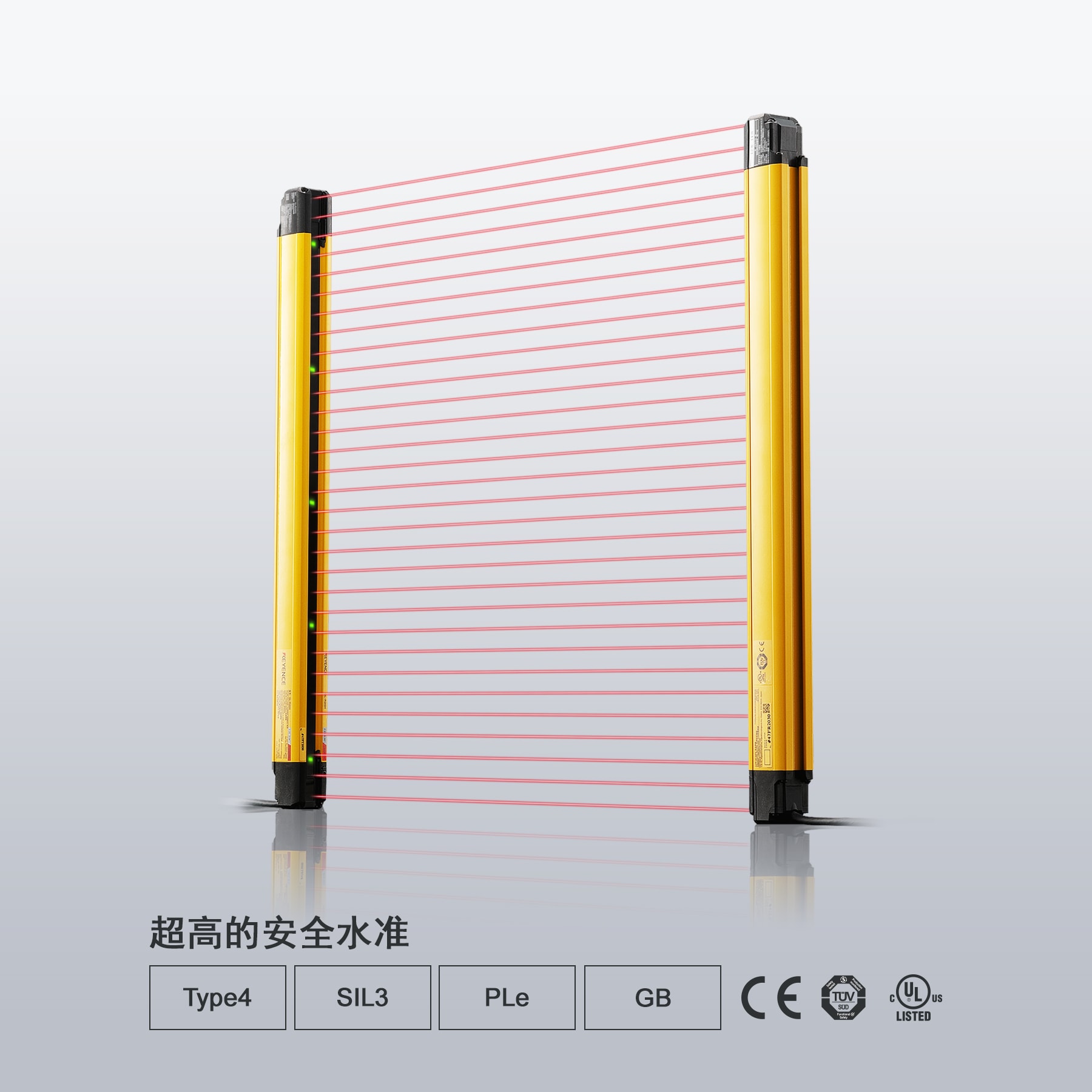 超高的安全水準。Type4 / SIL3 / PLe / GB